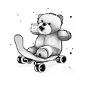 Teddy Bear riding a skateboard tattoo design idea