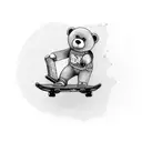 Teddy Bear riding a skateboard tattoo design idea