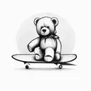 Teddy Bear riding a skateboard tattoo design idea