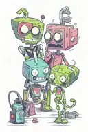 invader zim and gir tattoo design idea