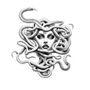 Medusa seductress with snakes in attack position tattoo design idea