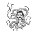 Medusa seductress with snakes in attack position tattoo design idea