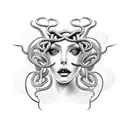 Medusa seductress with snakes in attack position tattoo design idea