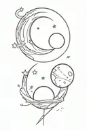 moon and Venus planet tattoo design idea