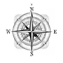 Compass, nightingale, music notes, magic tattoo design idea
