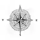 Compass, nightingale, music notes, magic tattoo design idea