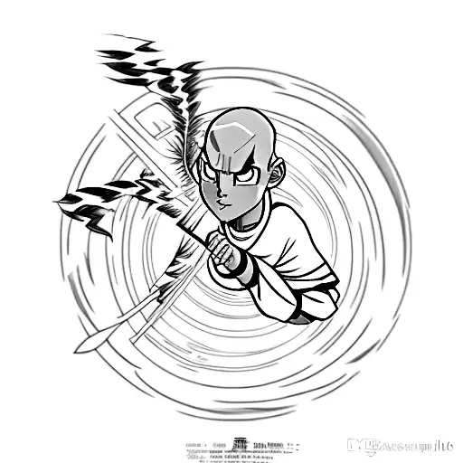 Combine elements of Aang avatar in avatar mode tattoo design idea