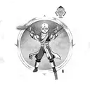 Aang avatar in avatar mode with air bender emblem tattoo design idea
