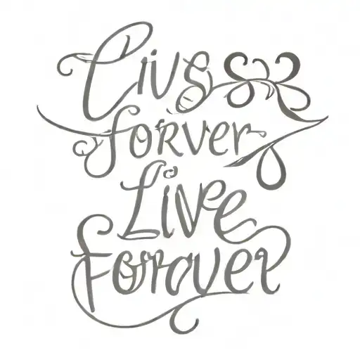 phrase "live forever" written tattoo design idea