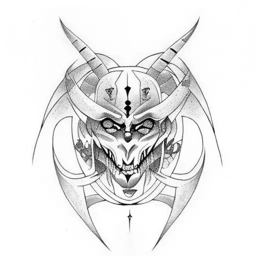 demon pain love tattoo design idea