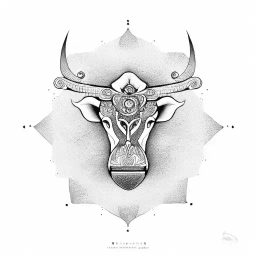 mandala with ornements and taurus tattoo design idea