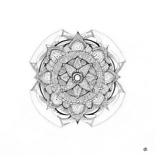 mandala with ornements and taurus tattoo design idea