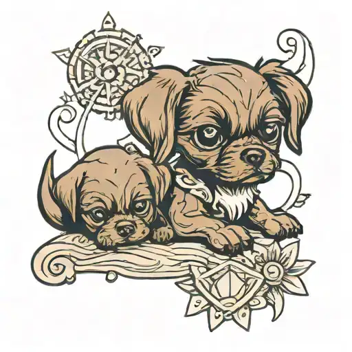 brownie and puppy tattoo design idea