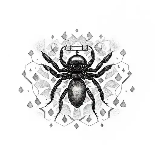 A magical potion bottle tattoo with various plant ingredients and a spider crawling on the label, surrounded by a mystical aura tattoo design idea