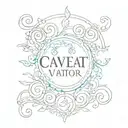  	1.	Phrase Placement: The phrase “Caveat Viator” can be written in an elegant, classic Latin script, which adds a timel tattoo design idea