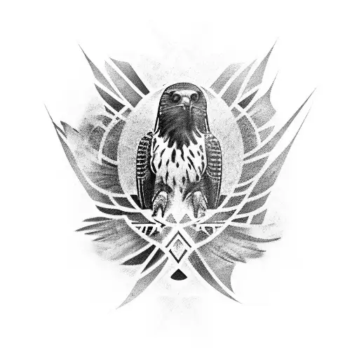 falcon with the KAI word tattoo design idea
