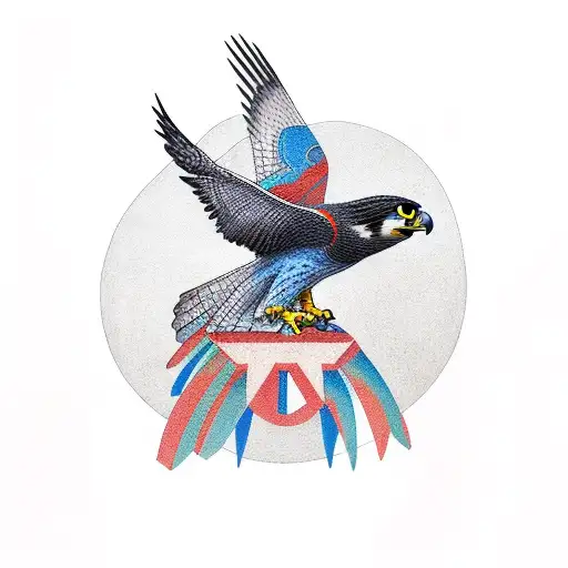 falcon with the KAI word tattoo design idea