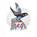 falcon with the KAI word tattoo design idea