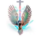 falcon with the KAI word tattoo design idea