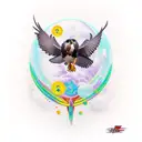 falcon with the KAI word tattoo design idea