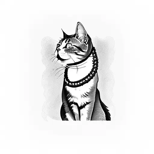 cat in profile holding up glass of wine to mouth tattoo design idea