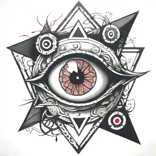 eye sharingan triangle tattoo design idea