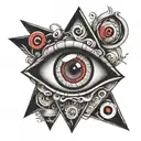 eye sharingan triangle tattoo design idea