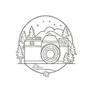camera and forest scene tattoo design idea