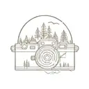 camera and forest scene tattoo design idea