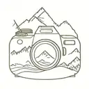 camera and mountains inside tattoo design idea