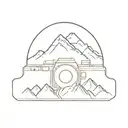camera and mountains inside tattoo design idea
