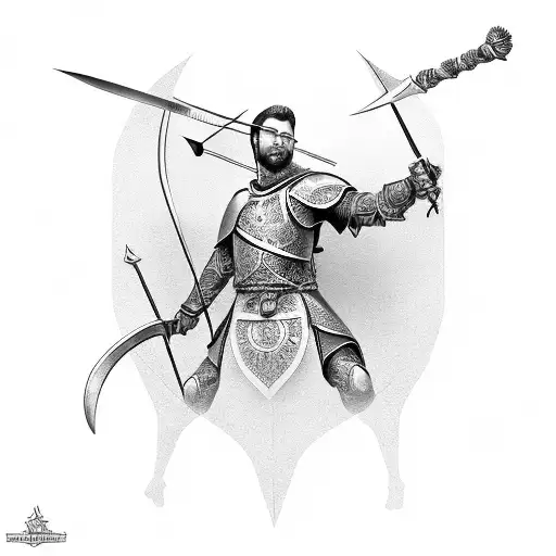arash the archer and crusader  tattoo design idea