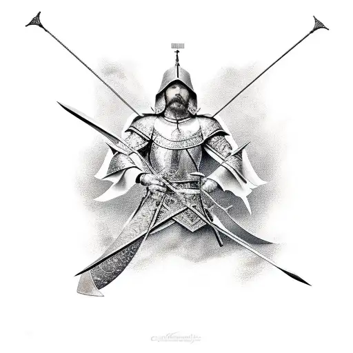 crusader and arash the archer tattoo design idea
