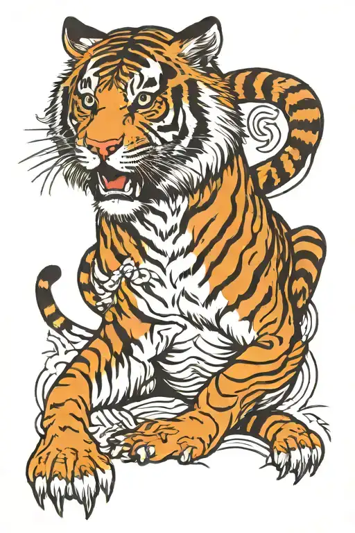 tiger crawling full body tattoo design idea