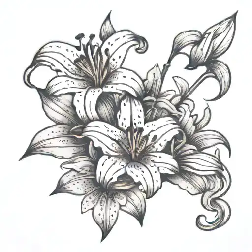 tiger lily flower memorial for mom tattoo design idea