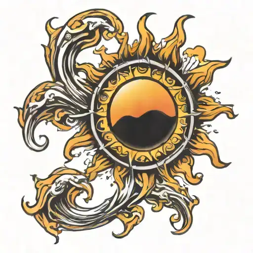 sublime melting sun tattoo design idea