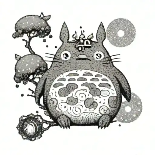 miyazaki inspired totoro tattoo design idea