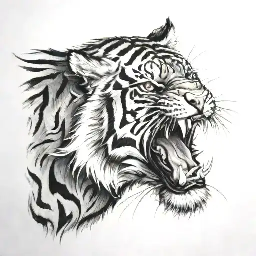 fire tiger tattoo design idea