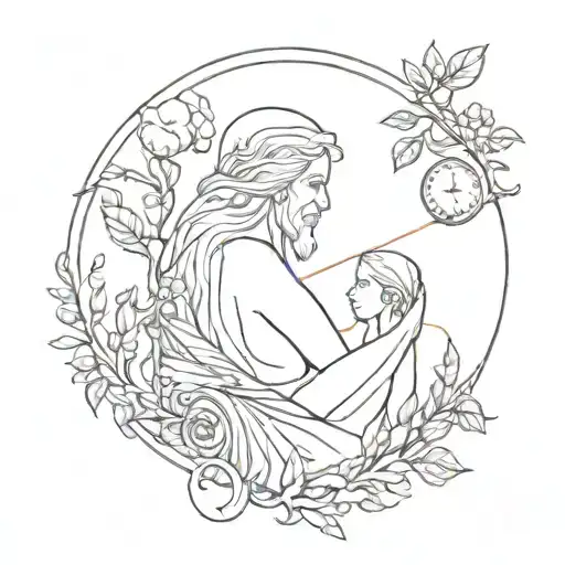 mother nature and father time tattoo design idea