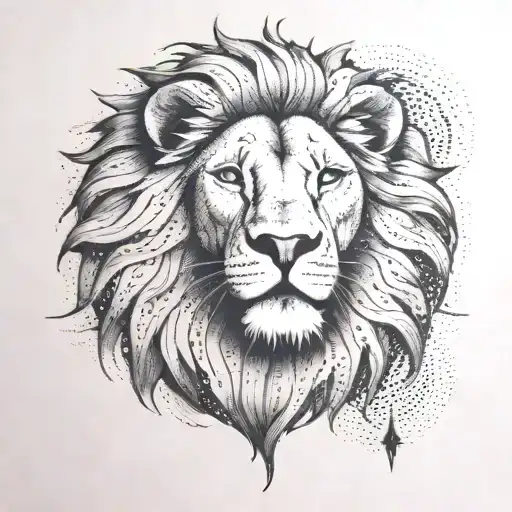 half lion half sun tattoo design idea