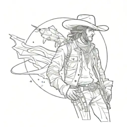 space cowboy tattoo design idea
