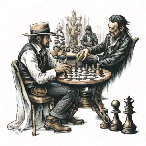 Mihawk and Shanks playing chess tattoo design idea