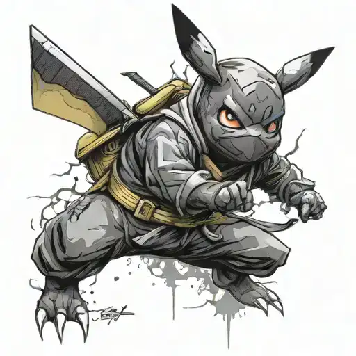 Ninja Pikachu  tattoo design idea