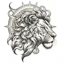 half lion half sun tattoo design idea