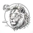 half lion half sun tattoo design idea