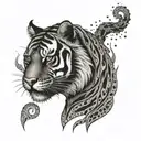 tiger on fire tattoo design idea