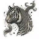 tiger on fire tattoo design idea