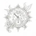 mother nature and father time tattoo design idea