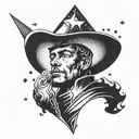 space cowboy tattoo design idea