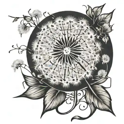 dandelion   names   intertwined petals blowing      tattoo design idea